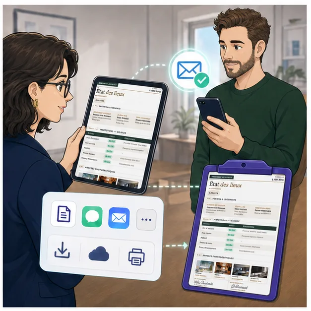 Camille partage le véritable PDF d’état des lieux avec Alex