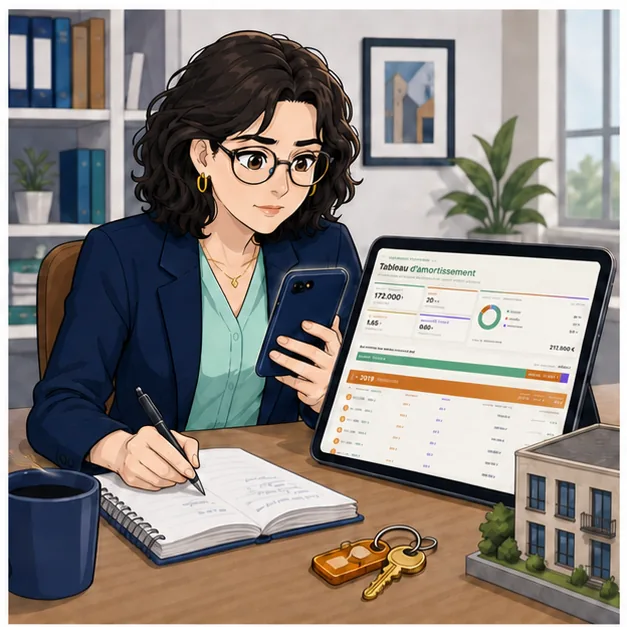 Camille consulte le véritable tableau d’amortissement d’un crédit dans ADDA Bailleur