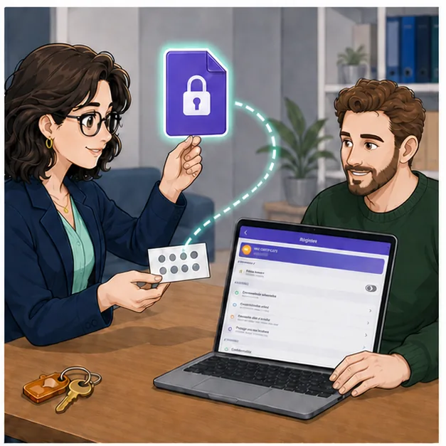 Camille transmet un fichier chiffré à Alex avec un code communiqué séparément