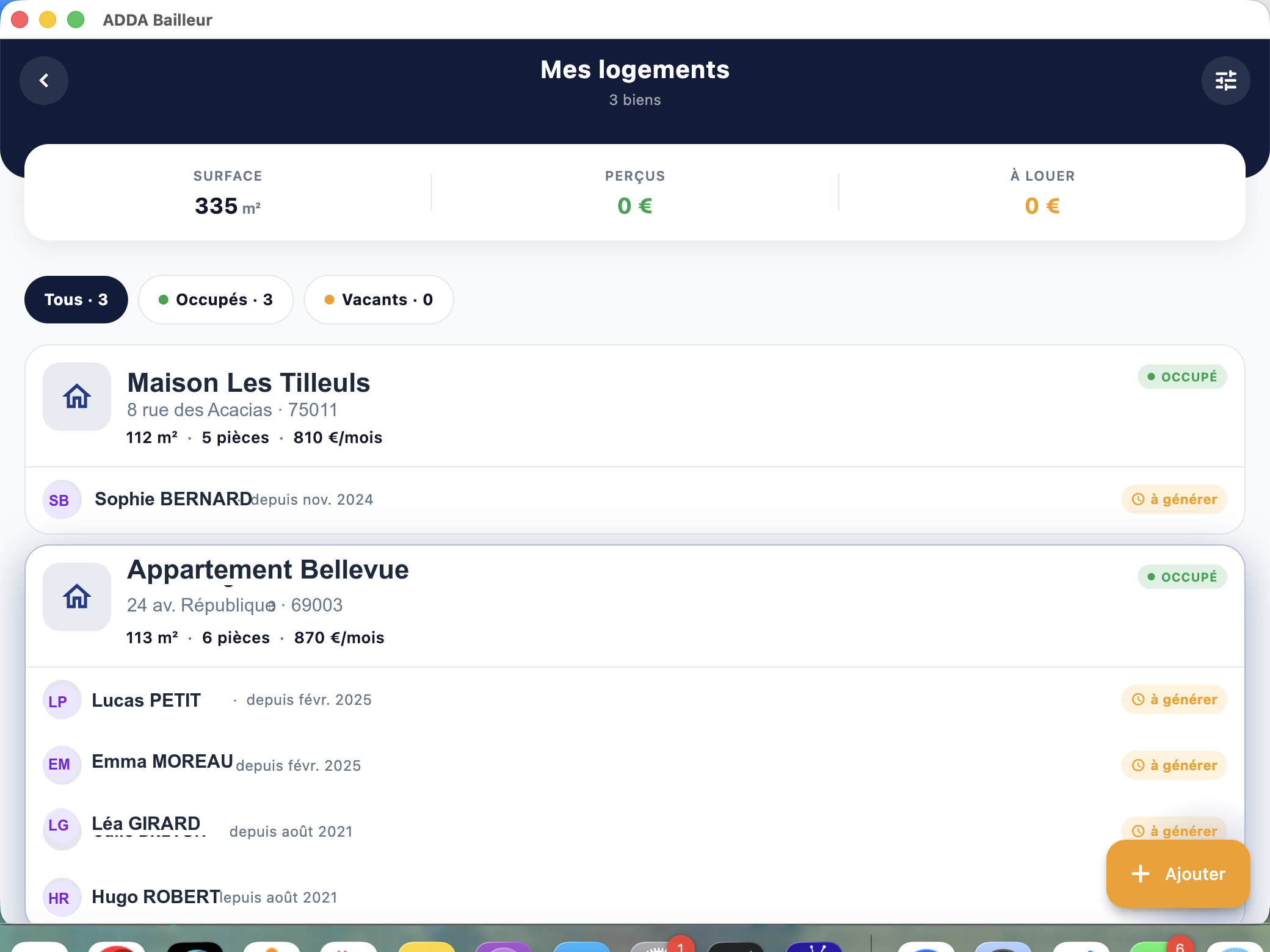 Liste des logements